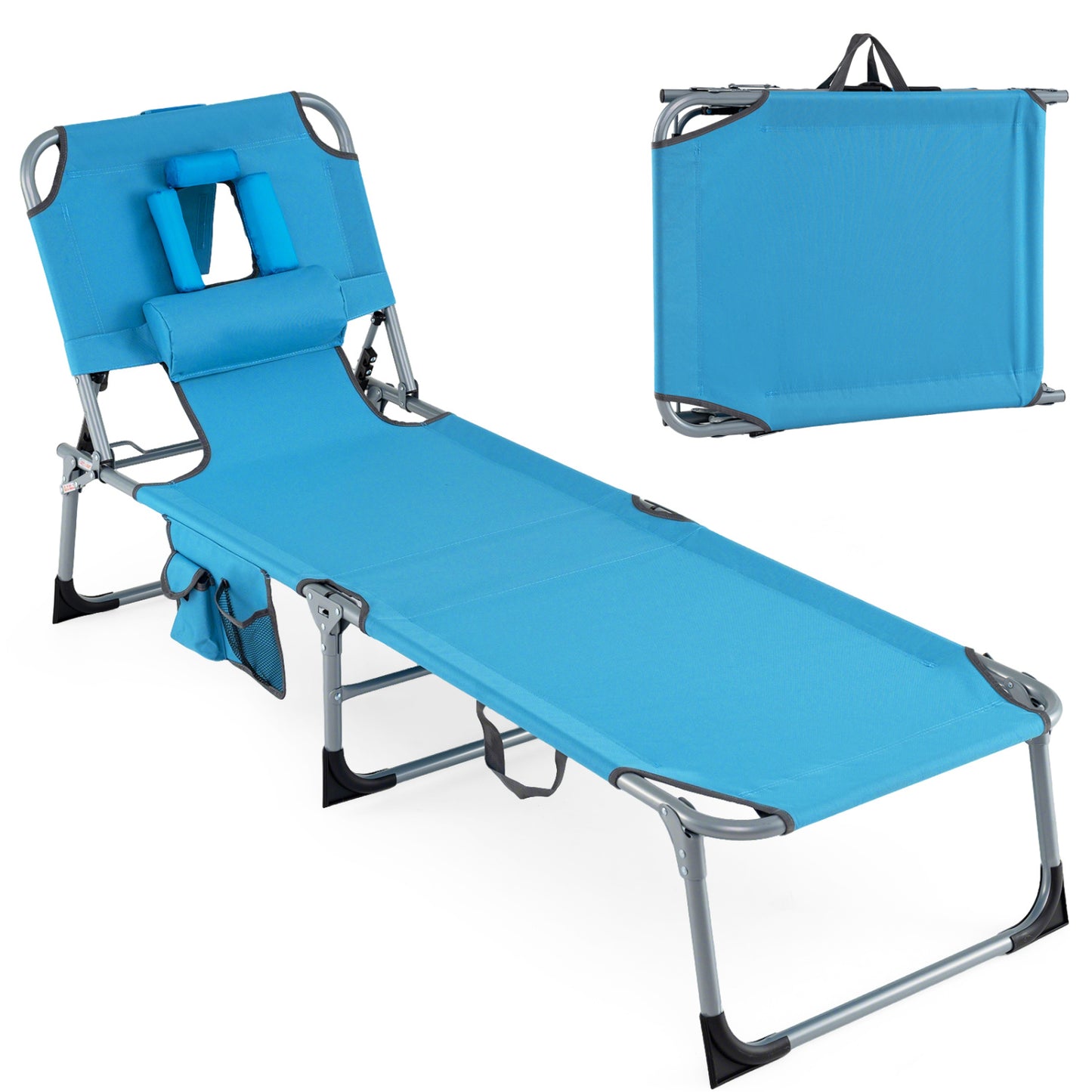 Folding Tanning Lounge Chair with Face and Arm Holes