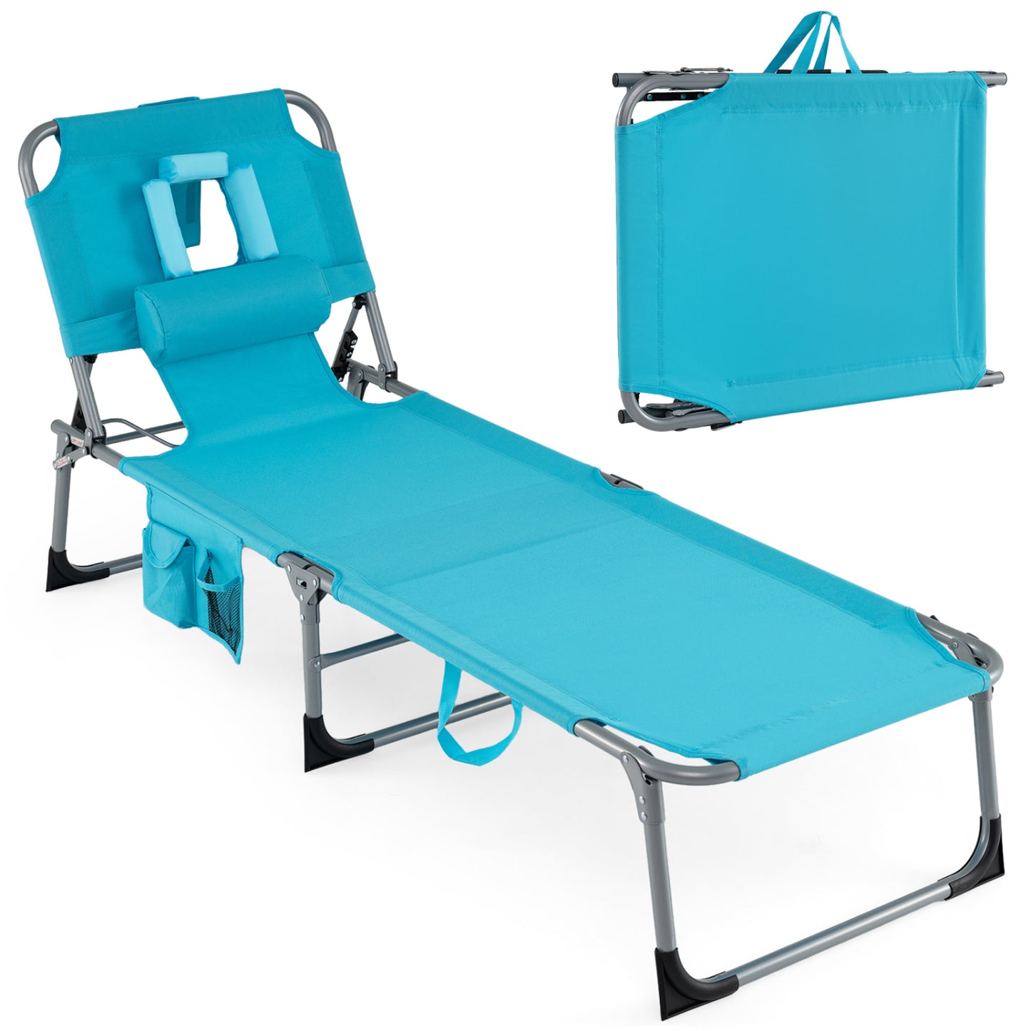 Folding Tanning Lounge Chair with Face and Arm Holes