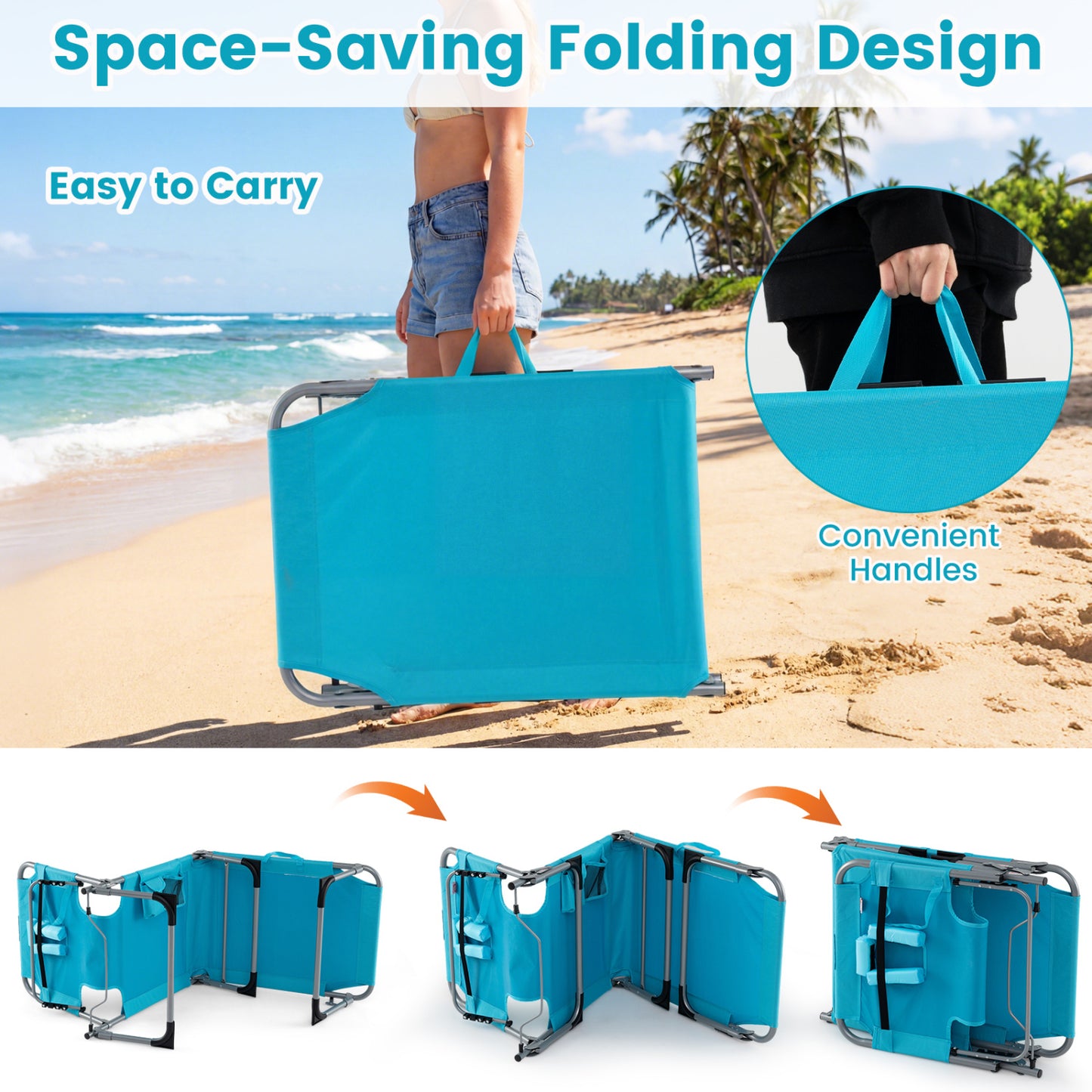 Folding Tanning Lounge Chair with Face and Arm Holes