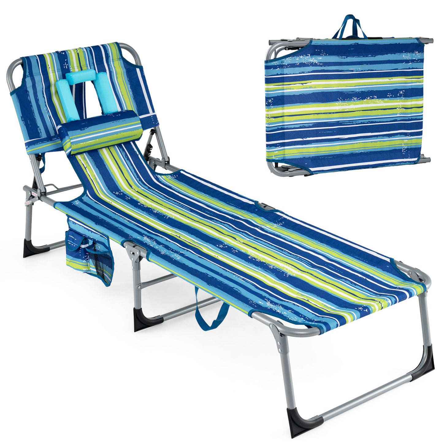 Folding Tanning Lounge Chair with Face and Arm Holes