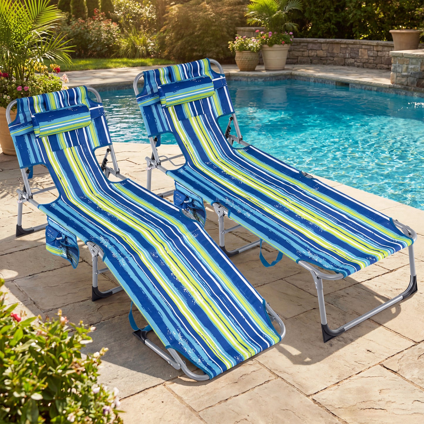 Folding Tanning Lounge Chair with Face and Arm Holes