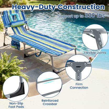 Folding Tanning Lounge Chair with Face and Arm Holes