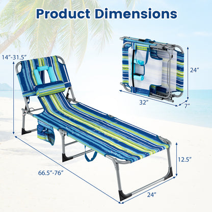 Folding Tanning Lounge Chair with Face and Arm Holes
