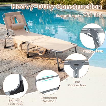 Folding Tanning Lounge Chair with Face and Arm Holes