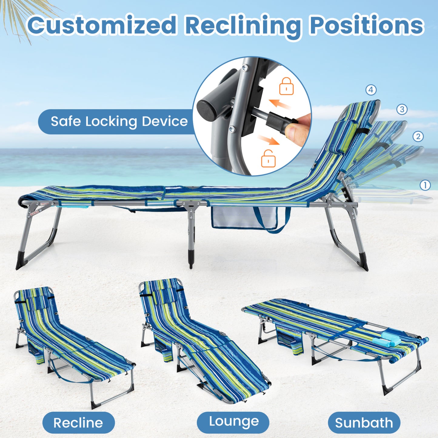 Tanning Chair with Face Hole & Adjustable Backrest - Gray