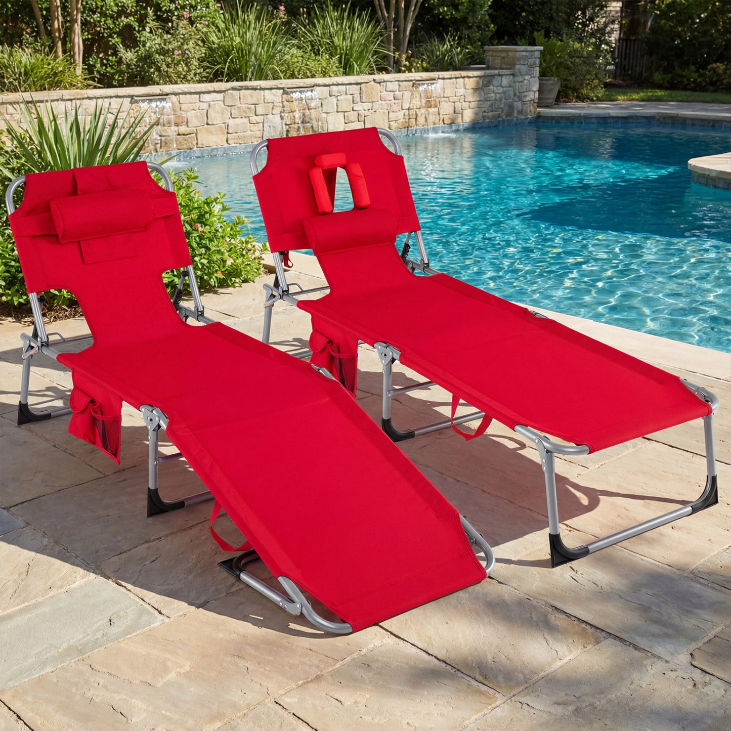 Folding Tanning Lounge Chair with Face and Arm Holes