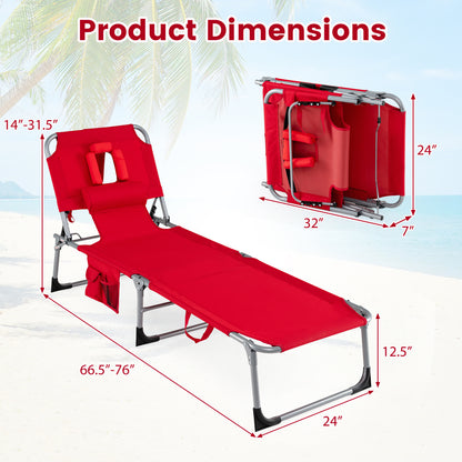Folding Tanning Lounge Chair with Face and Arm Holes