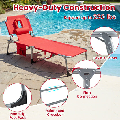Folding Tanning Lounge Chair with Face and Arm Holes