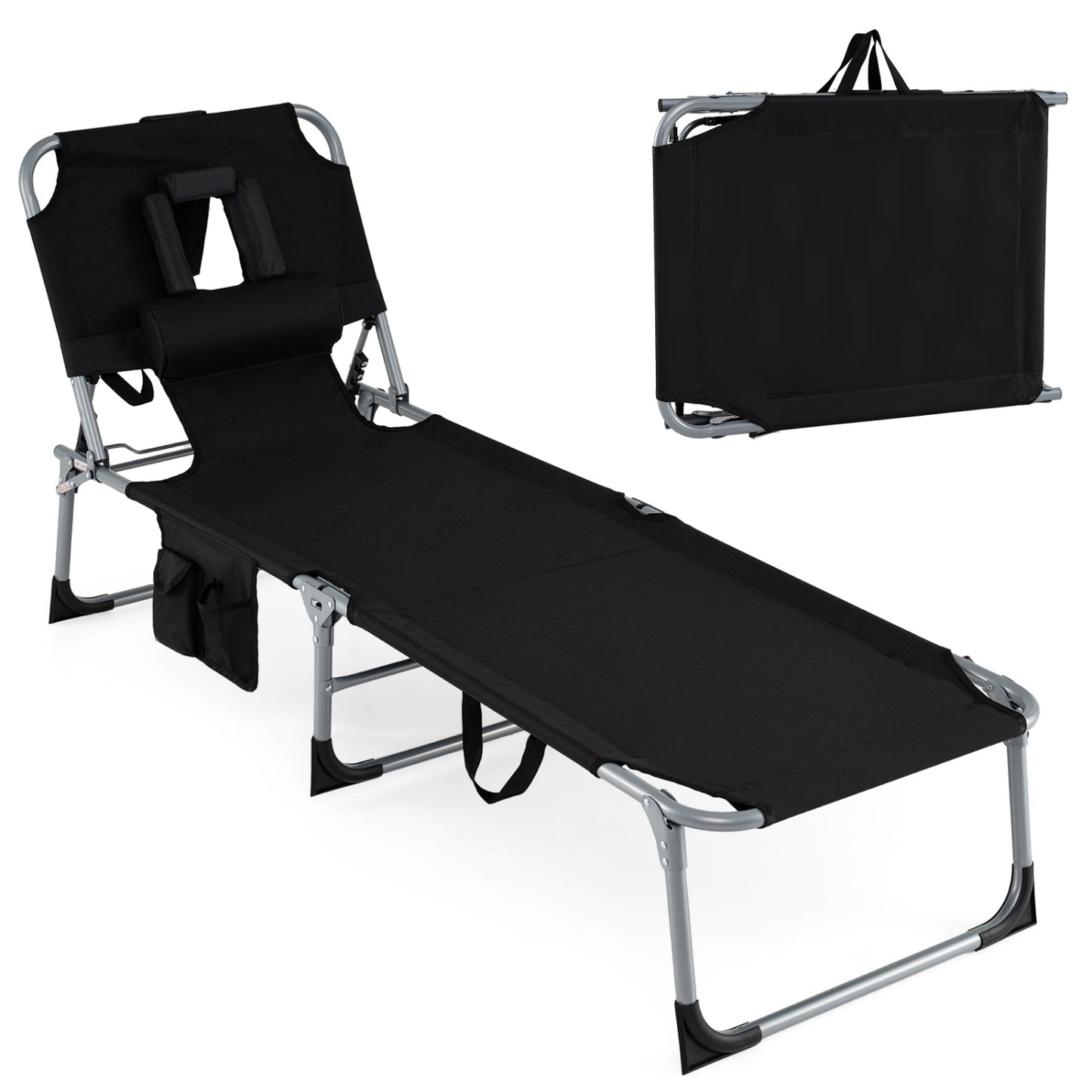 Folding Tanning Lounge Chair with Face and Arm Holes
