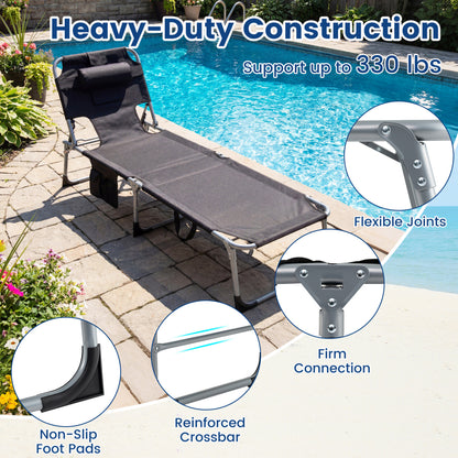 Folding Tanning Lounge Chair with Face and Arm Holes