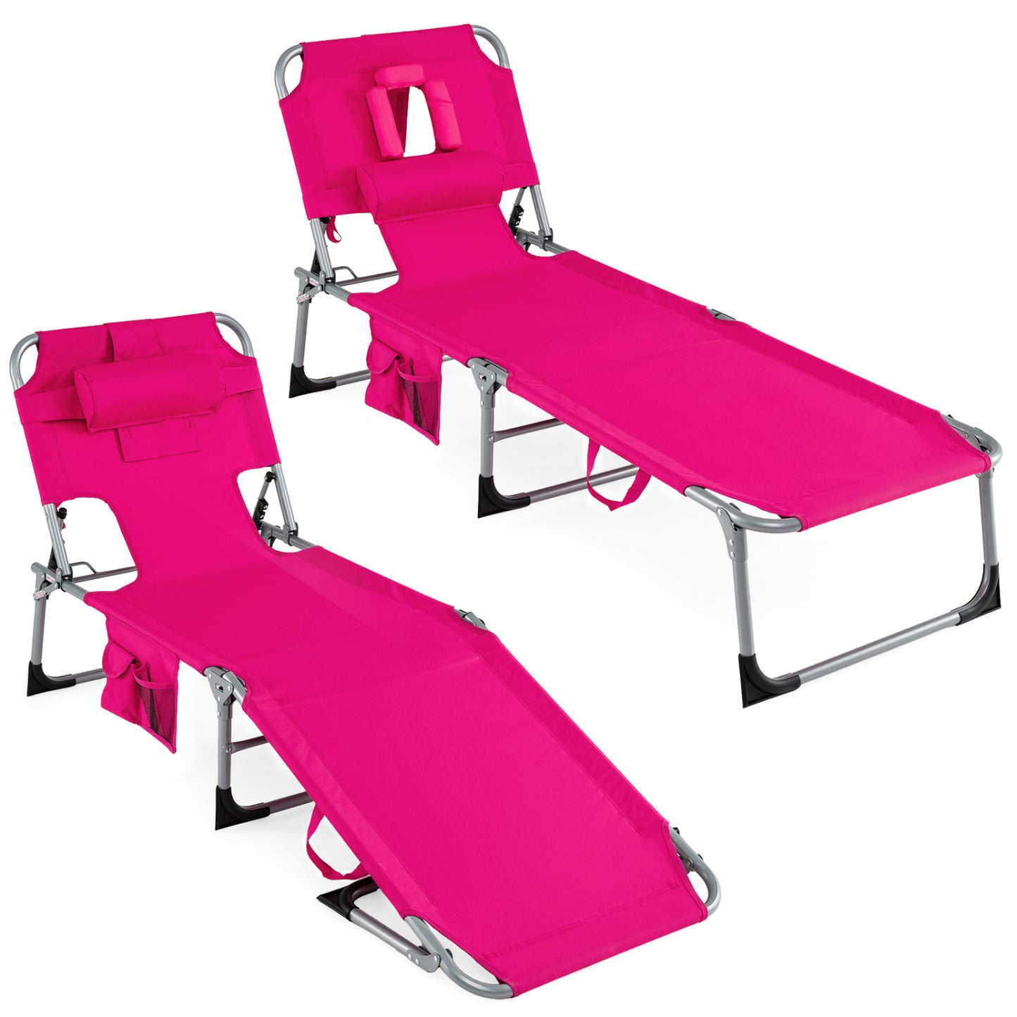 Folding Tanning Lounge Chair with Face and Arm Holes