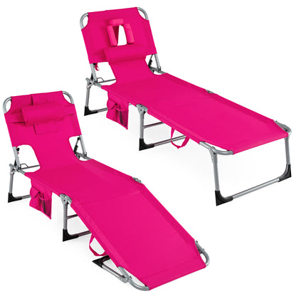 Folding Tanning Lounge Chair with Face and Arm Holes