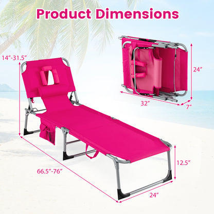 Folding Tanning Lounge Chair with Face and Arm Holes