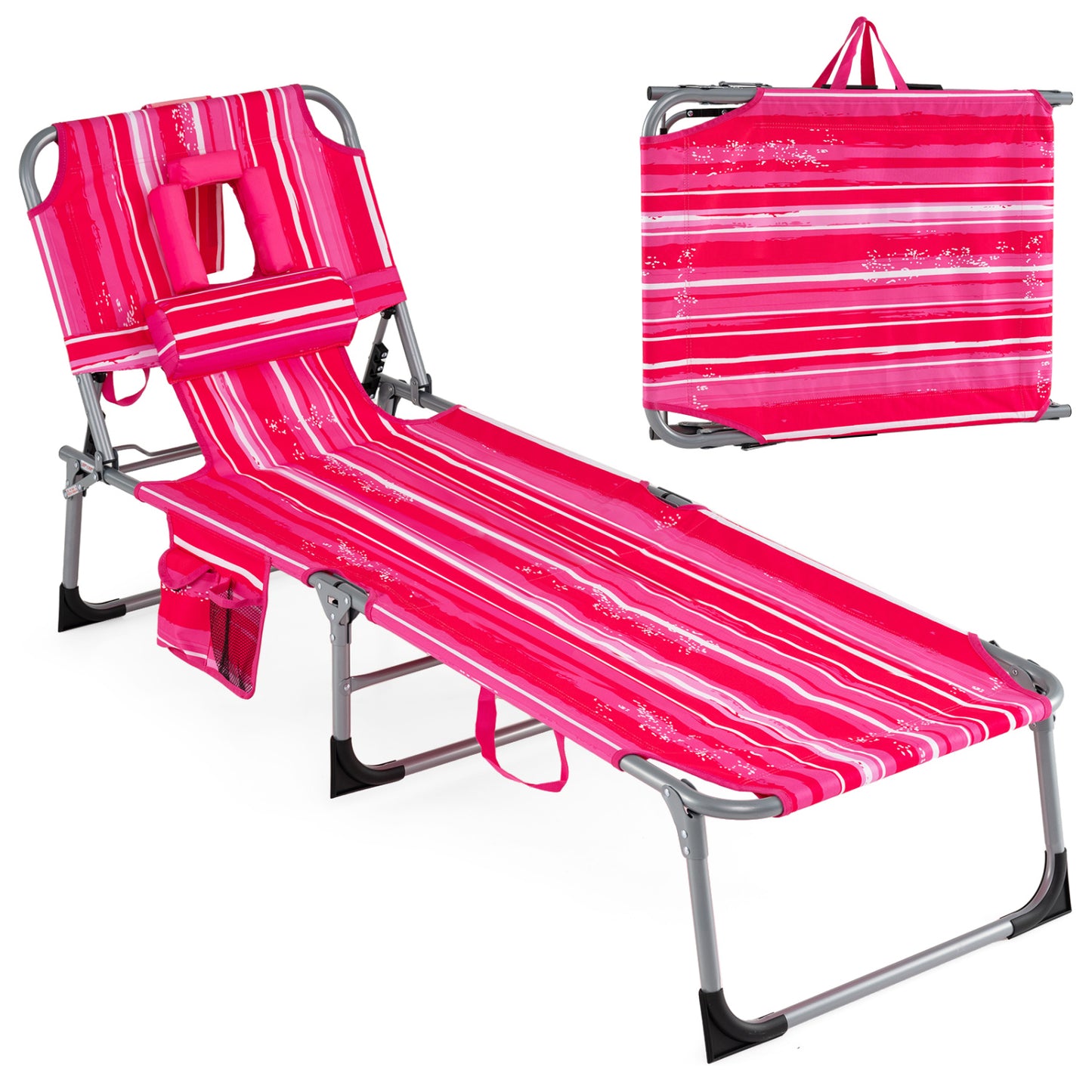 Folding Tanning Lounge Chair with Face and Arm Holes
