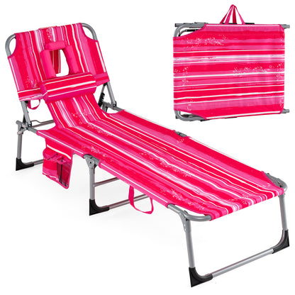 Folding Tanning Lounge Chair with Face and Arm Holes