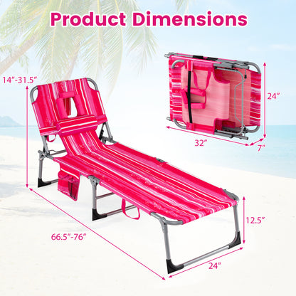 Folding Tanning Lounge Chair with Face and Arm Holes