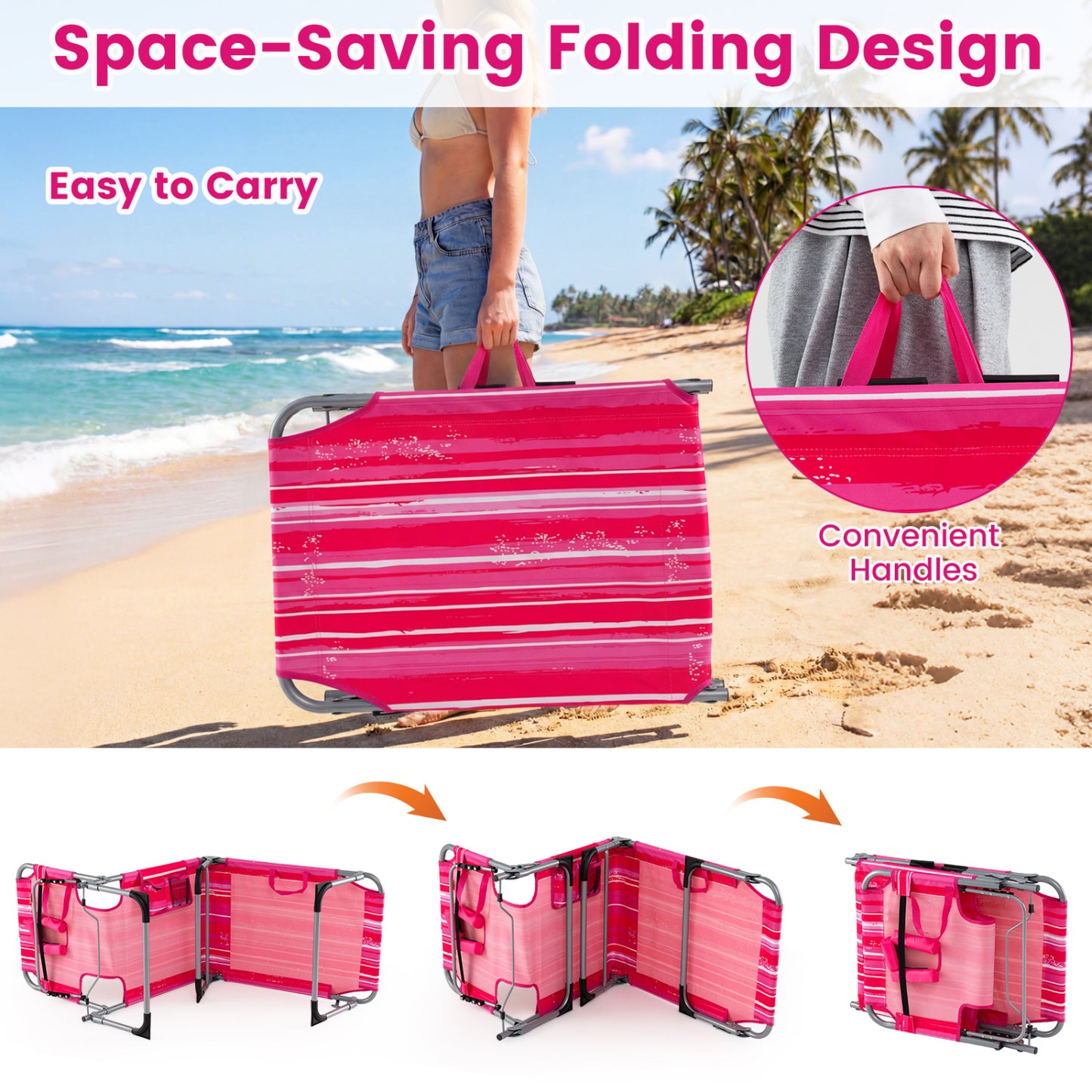 Folding Tanning Lounge Chair with Face and Arm Holes