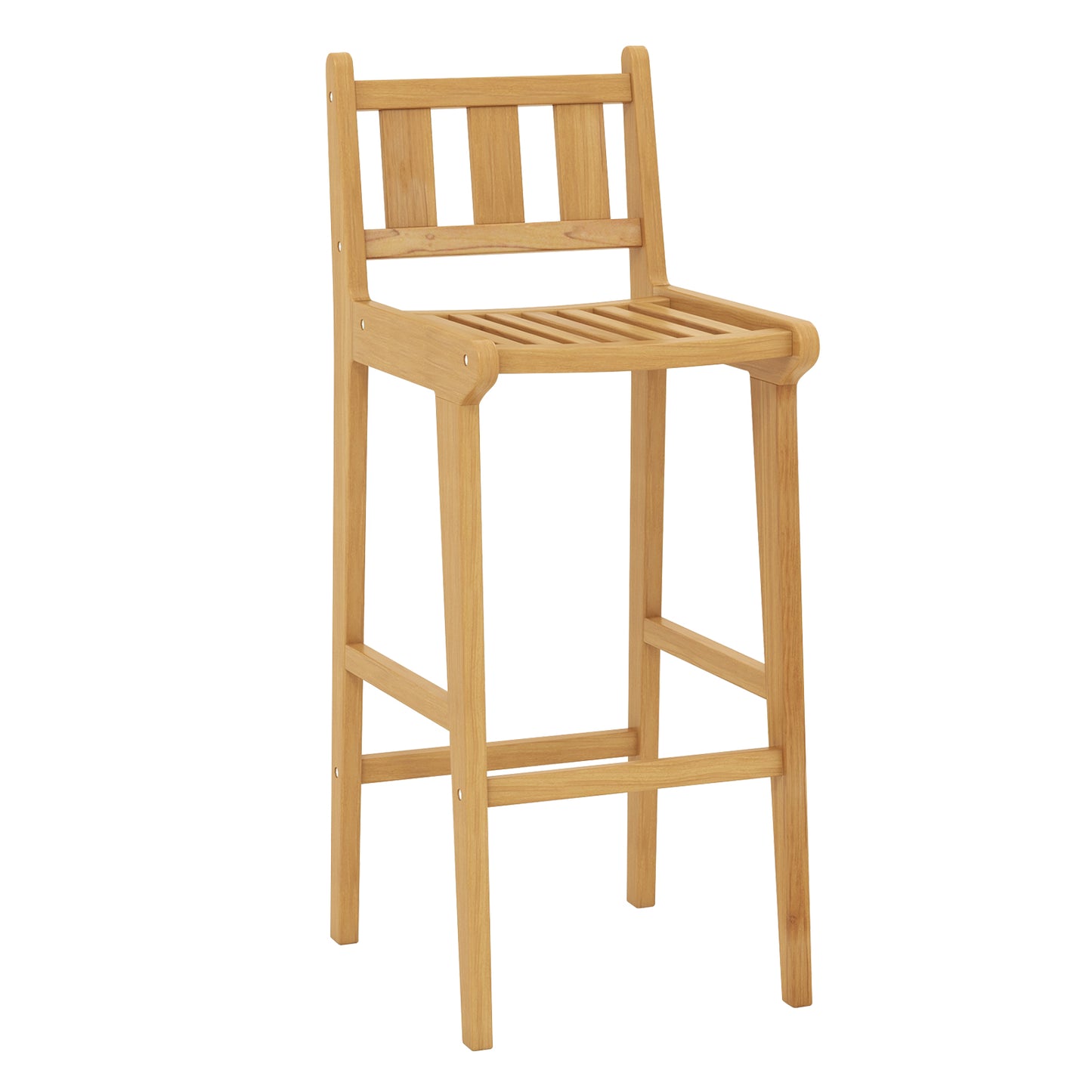 Teak Wood Bar Chair 30 Inch with Footrest and Backrest