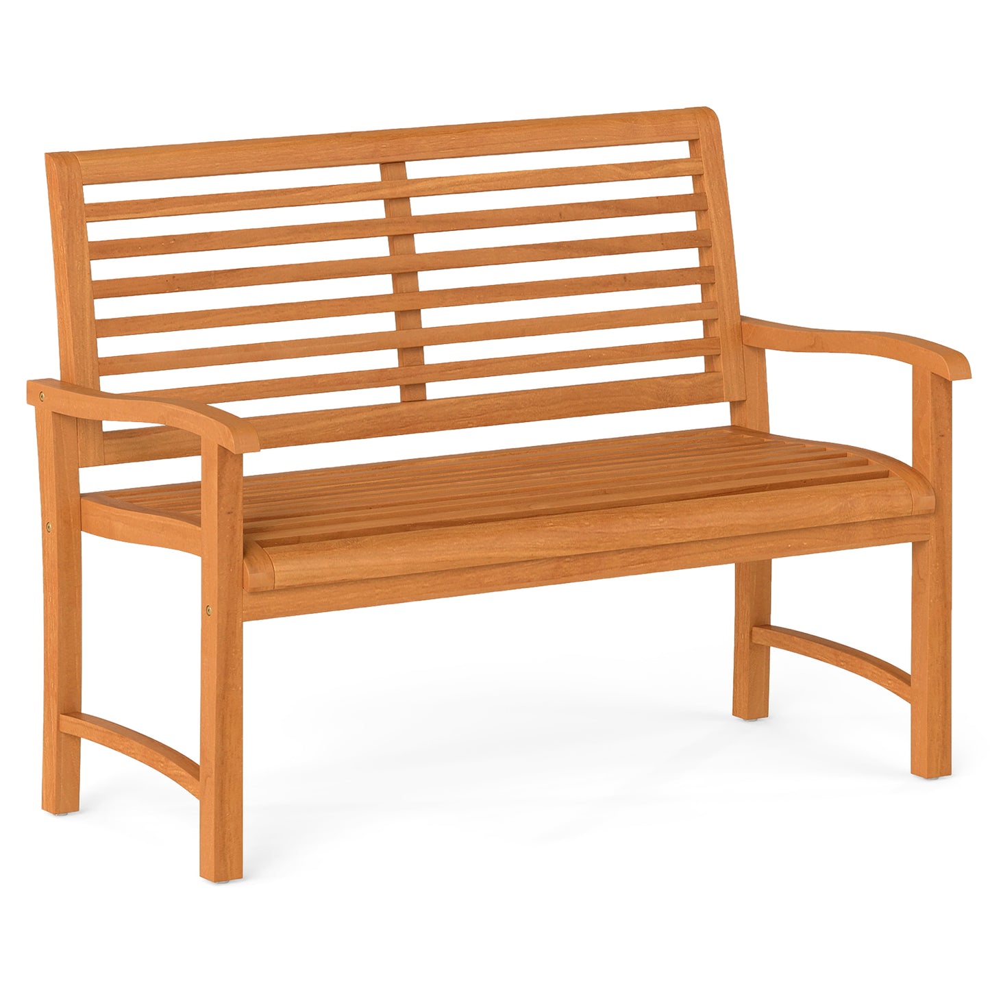Teak Wood Garden Bench with Slatted Backrest - 47" Wide
