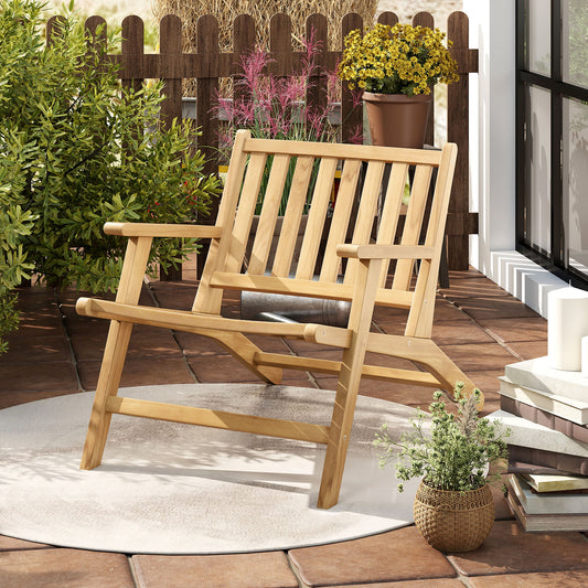 Teak Wood Reclining Outdoor Chair with Armrests
