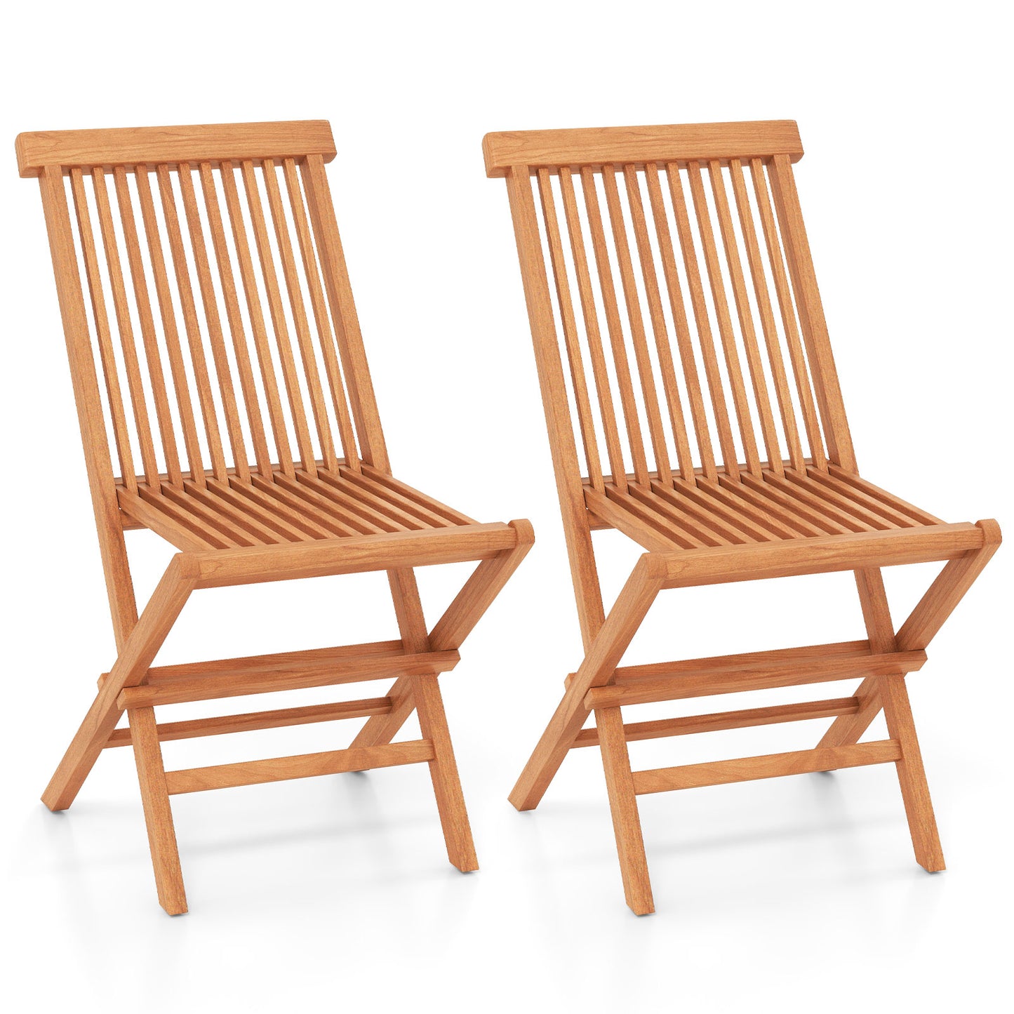 Teak Wood Patio Dining Chairs Set of 2 with High Back