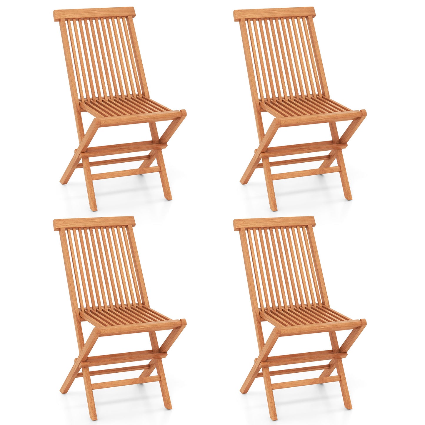 Teak Wood Patio Dining Chairs Set of 2 with High Back