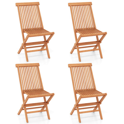 Teak Wood Patio Dining Chairs Set of 2 with High Back