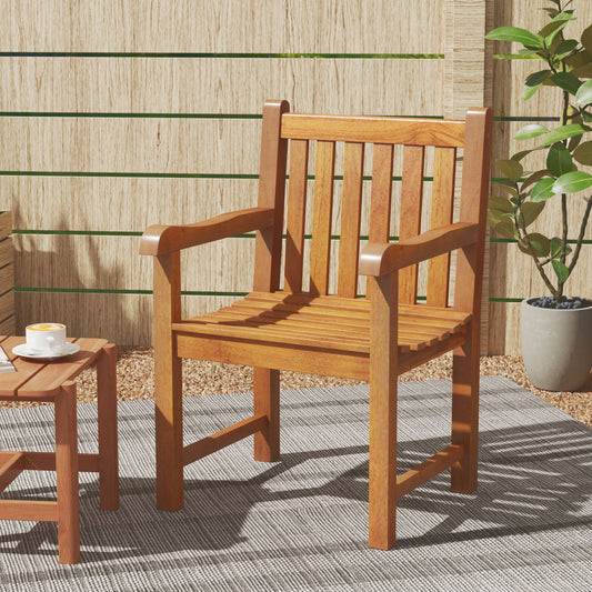 Teak Wood Patio Dining Chair with Slatted Seat
