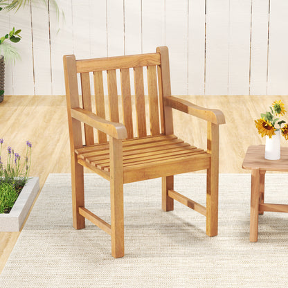 Teak Wood Patio Dining Chair with Slatted Seat