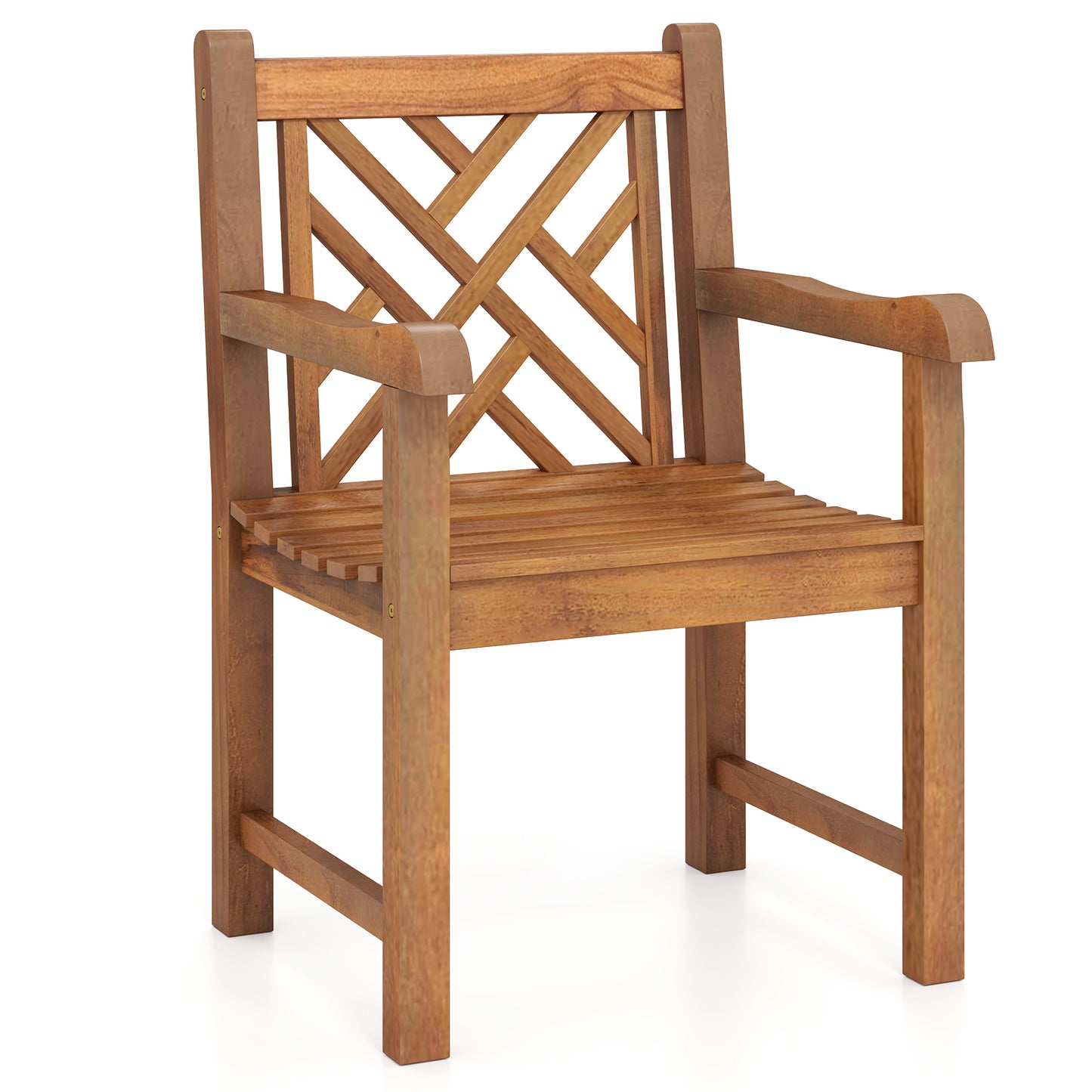 Teak Wood Patio Dining Chair with Slatted Seat