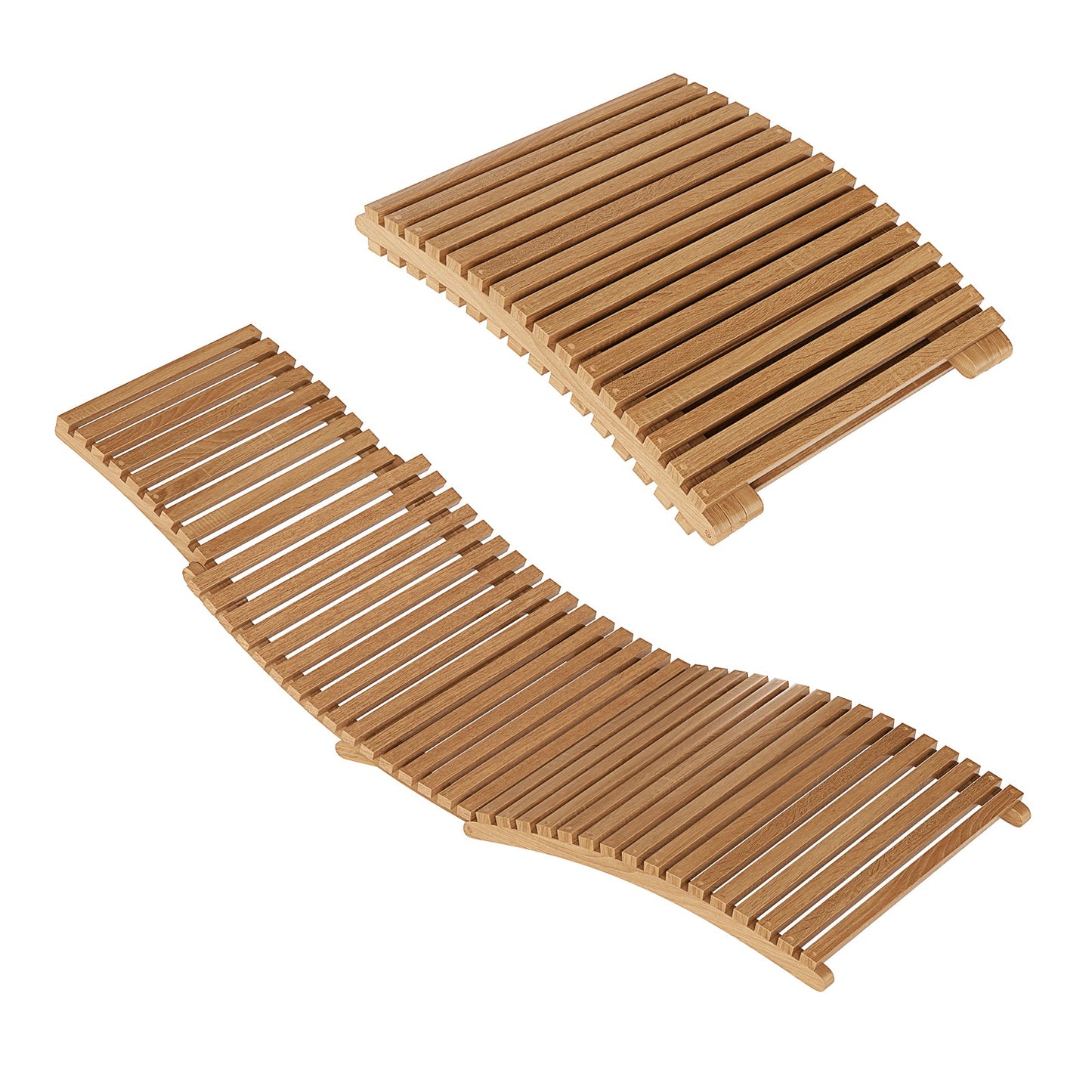 Teak Wood Patio Folding Chaise Lounge Chair with Slatted Seat