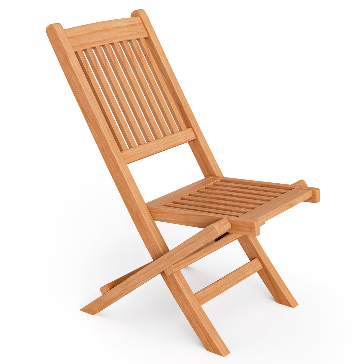 Teak Wood Folding Patio Dining Chair with Slatted Seat