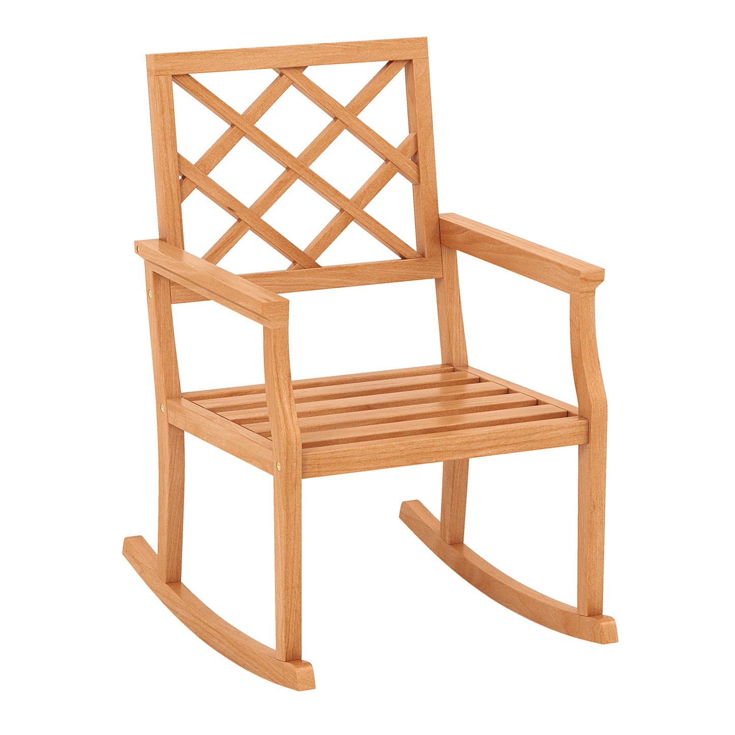 Teak Wood Rocking Chair with Backrest and Armrests