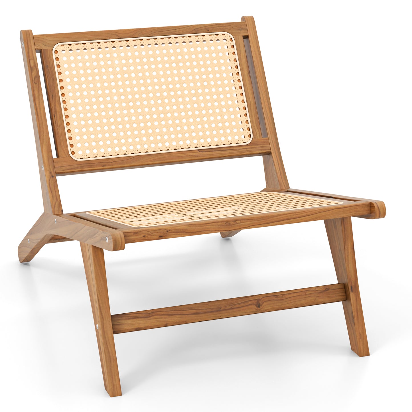 Teak Dining Chair with Handwoven Rattan Seat