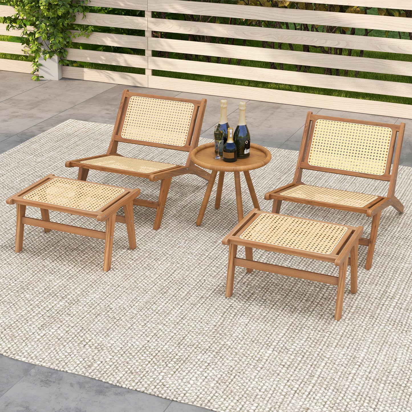 Teak Dining Chair with Handwoven Rattan Seat