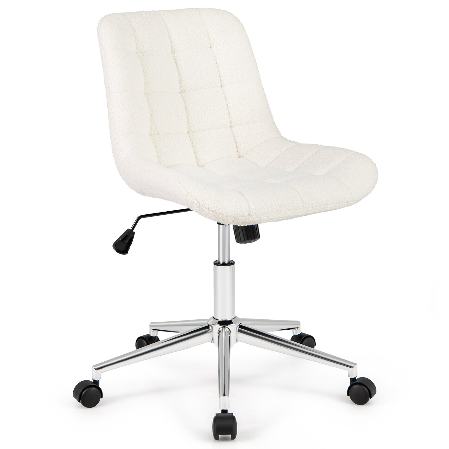 Armless Office Chair with Teddy Fleece and Adjustable Height