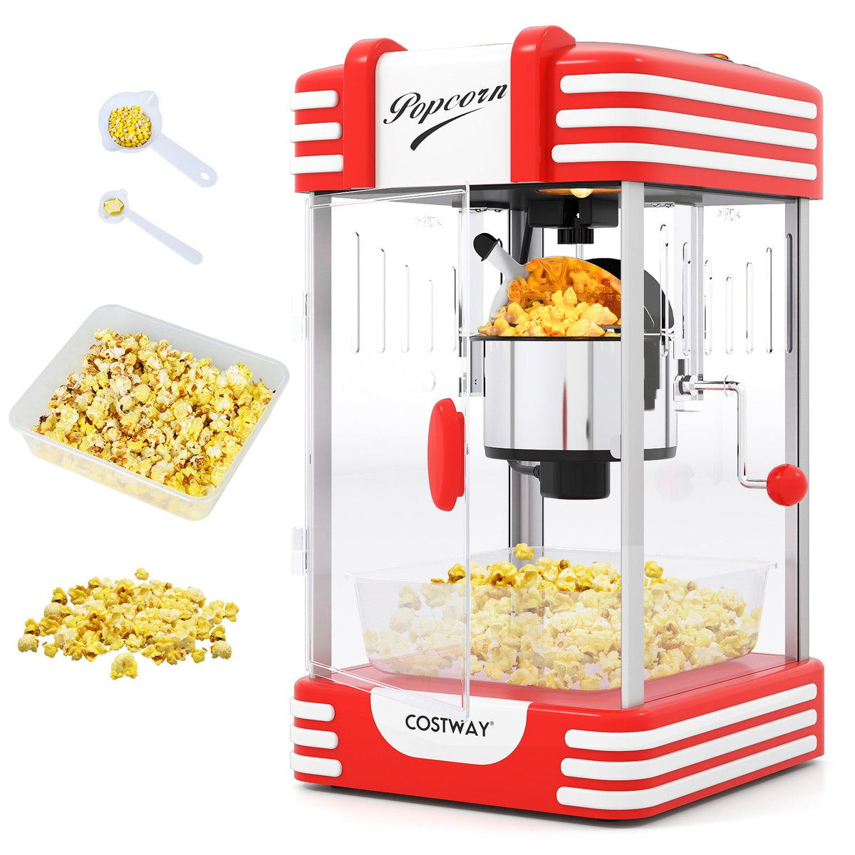 Theater Style Countertop Popcorn Maker with Stainless Steel Kettle-Red