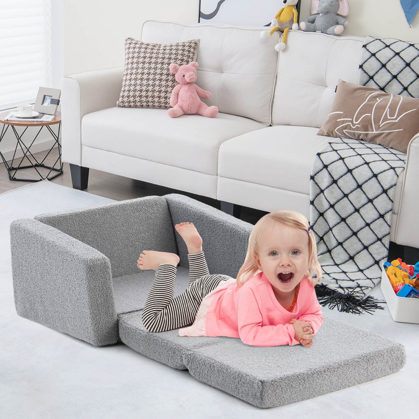 Toddler Fold Out Couch 2-in-1 Convertible Sofa