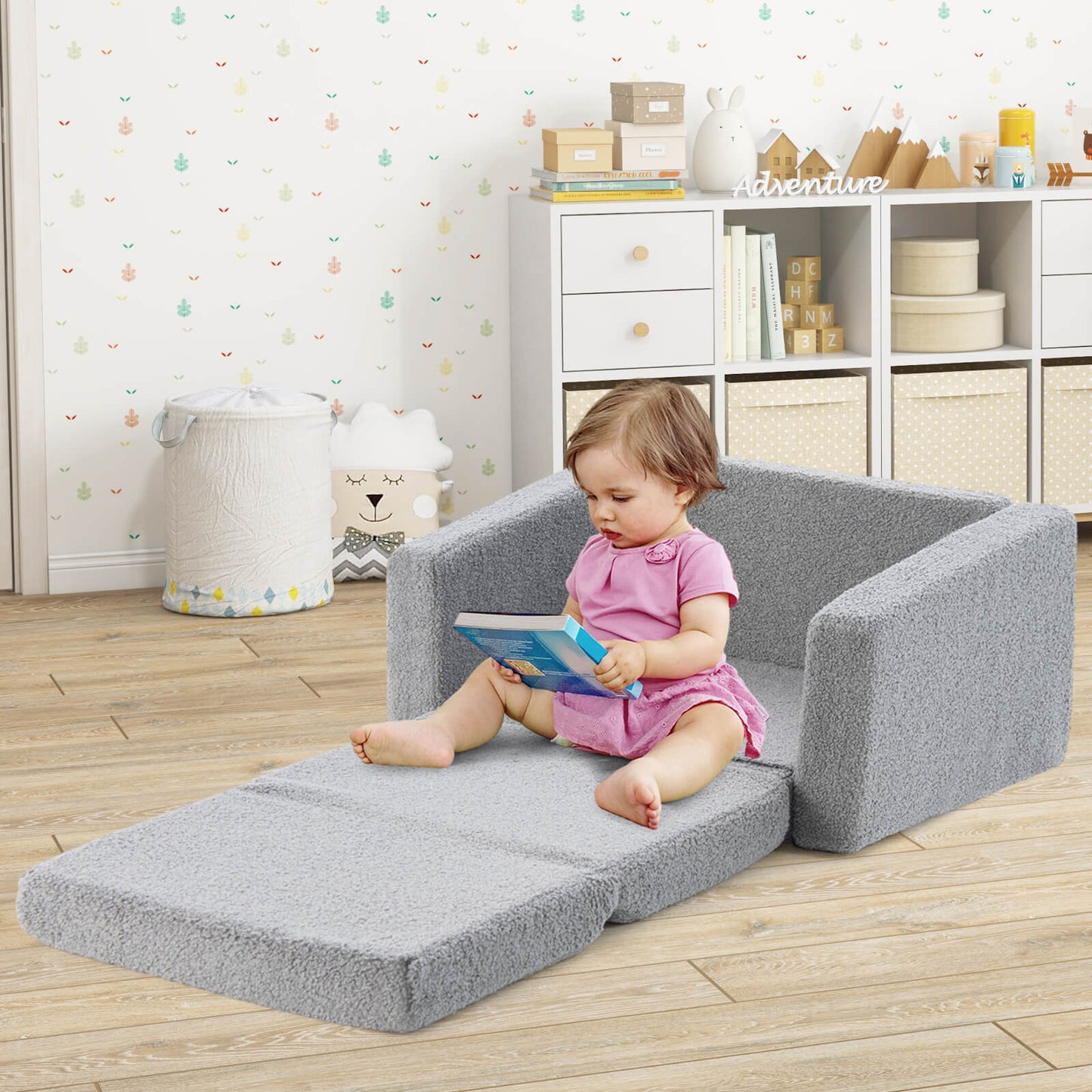 Toddler Fold Out Couch 2-in-1 Convertible Sofa