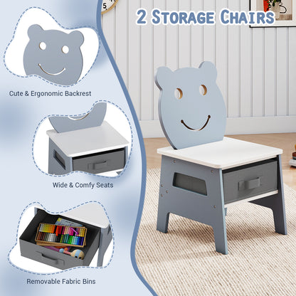 Kids Table and 2 Chairs Set with Reversible Chalkboard