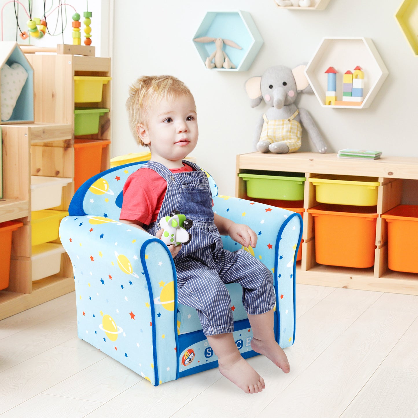 Toddler Sofa Chair with Velvet Fabric Cover