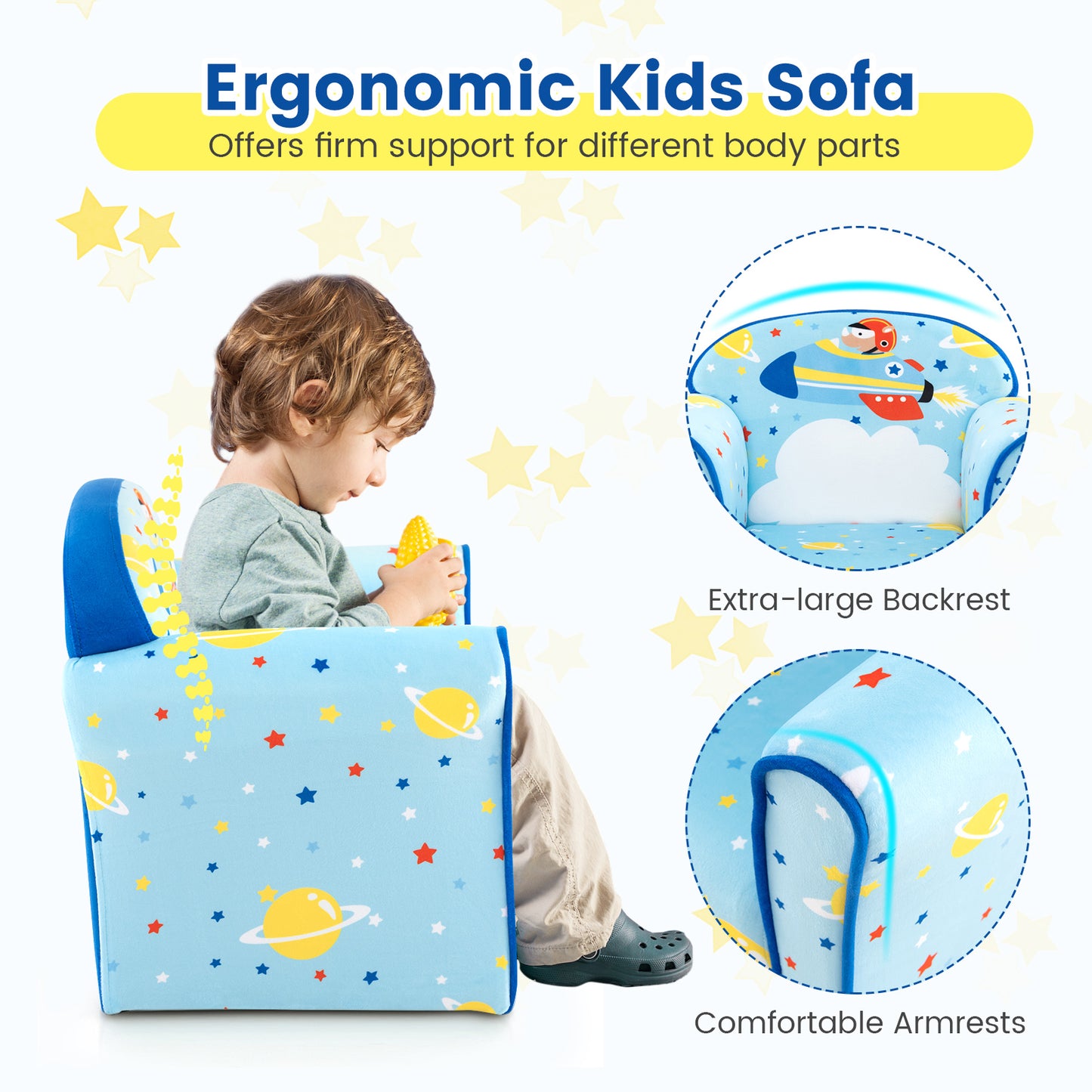 Toddler Sofa Chair with Velvet Fabric Cover
