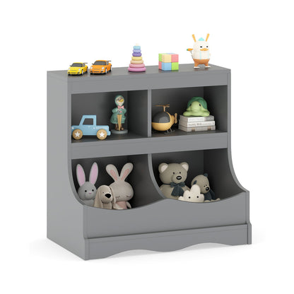 Toy Storage Organizer 4-Cubby Kids Bookcase for Toys and Books