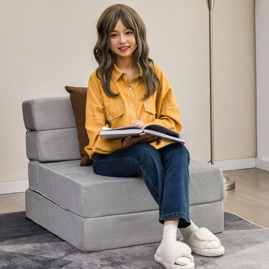 Tri-Fold Convertible Floor Chair Sleeper Bed