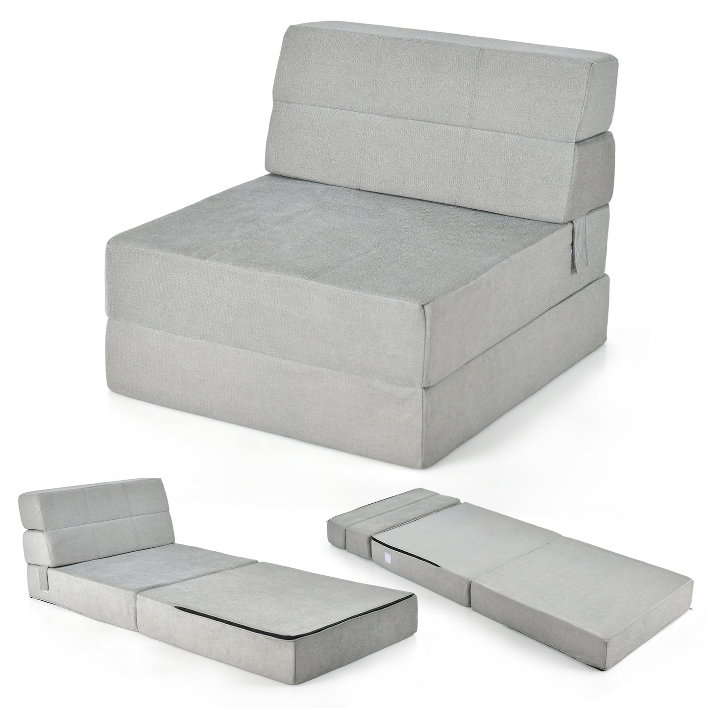 Tri-Fold Convertible Floor Chair Sleeper Bed