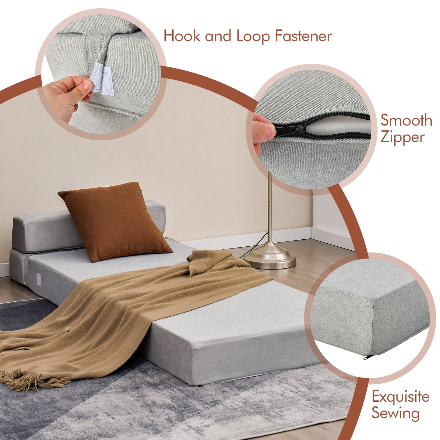 Tri-Fold Convertible Floor Chair Sleeper Bed