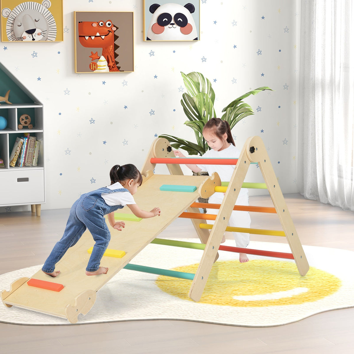 3-in-1 Climbing Set Foldable and Adjustable Kids Triangle Set