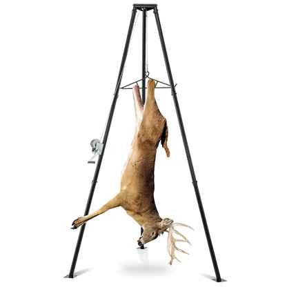 Tripod Game Hoist with Hand Crank - 600 LBS Capacity