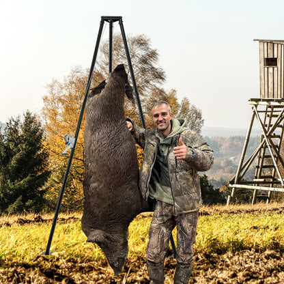 Tripod Game Hoist with Hand Crank - 600 LBS Capacity