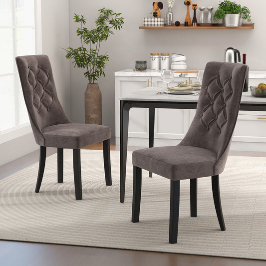 Tufted Dining Chairs Set of 2 with High Backrest